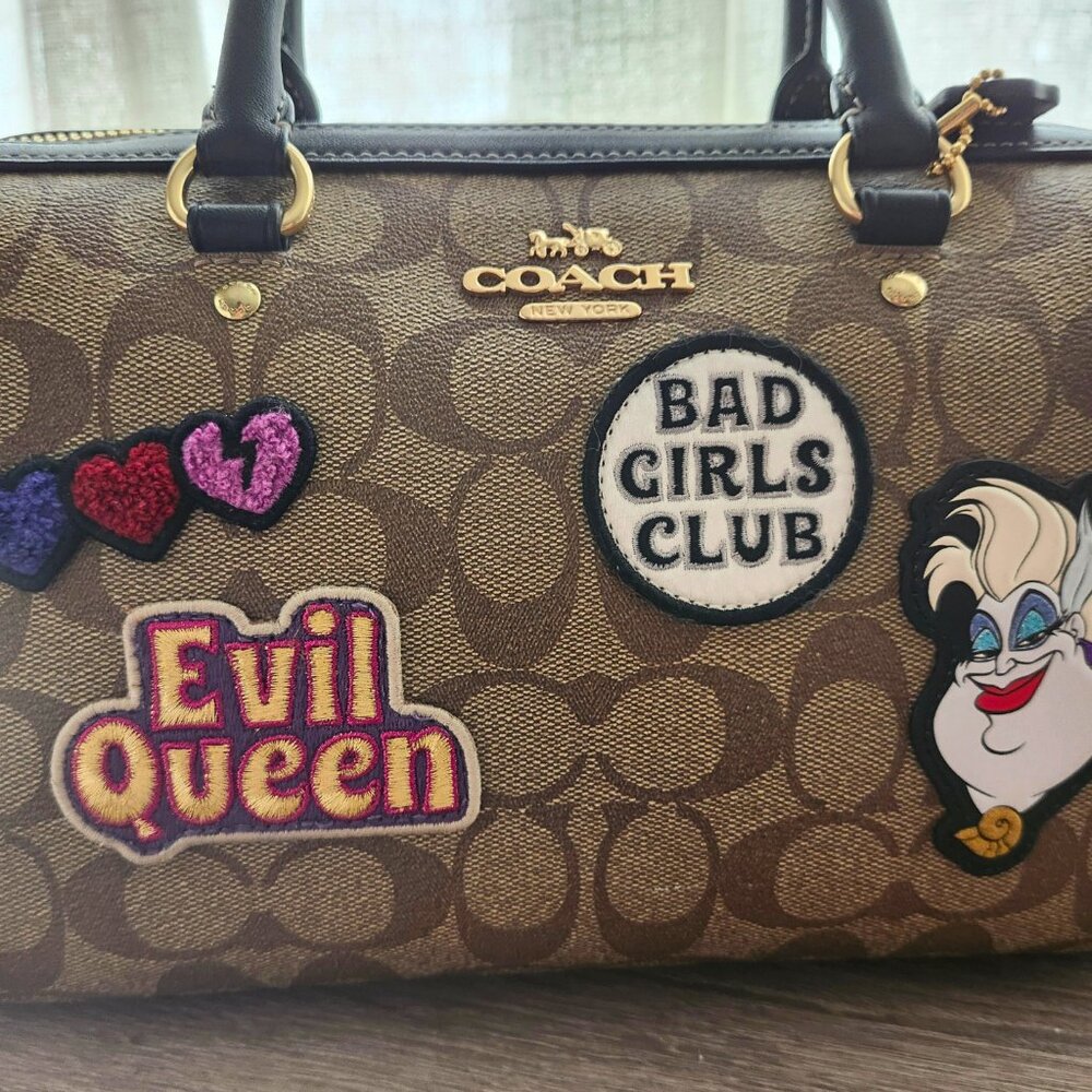 Coach X Disney Villain Patches Rowan Satchel - Signature Canvas & Gold Hardware - Picture 2 of 13